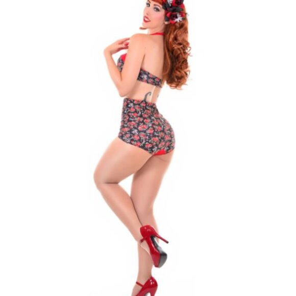 Sugar Doll | Size Large | Eliza Retro High Waisted Floral Swim Bikini Bottom - Picture 3 of 11